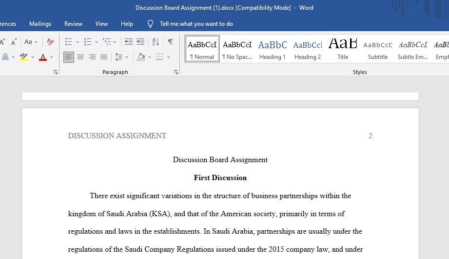 Discussion Board Assignment