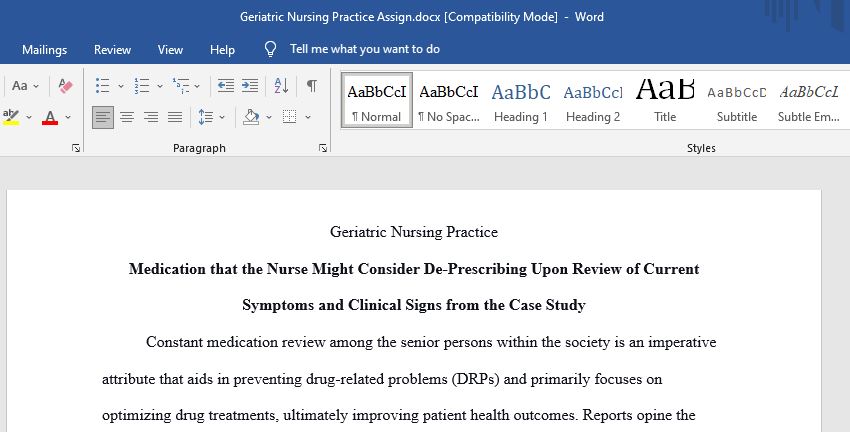 In reviewing her medication list and current symptoms and clinical signs, which medication could the nurse practitioner consider de-prescribing.