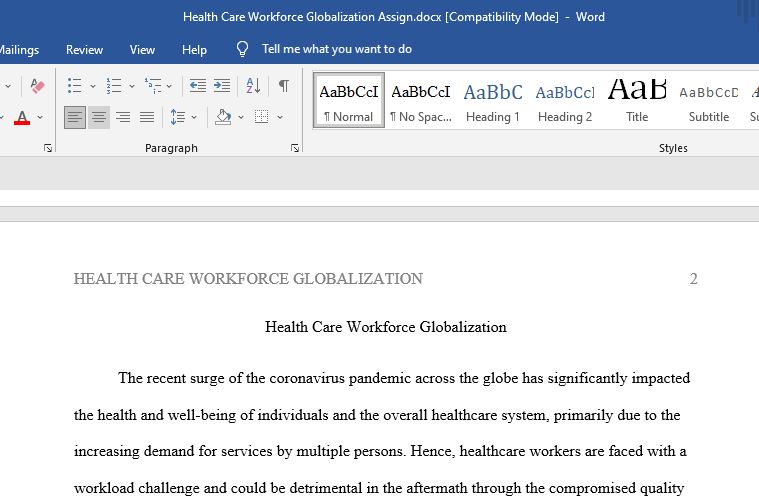 Health Care Workforce Globalization