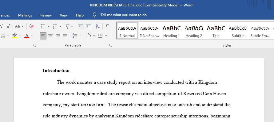 Analysis of Entrepreneurship intention