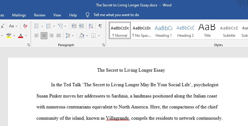 The Secret to Living Longer Essay
