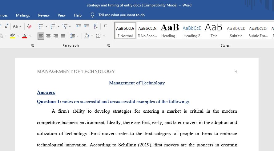 Demonstrate a solid understanding of the concepts and models for making strategies to face challenges and improve the performance of technology based enterprises.