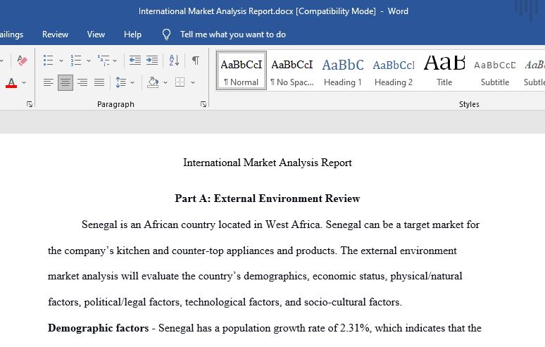  International Marketing analysis report 
