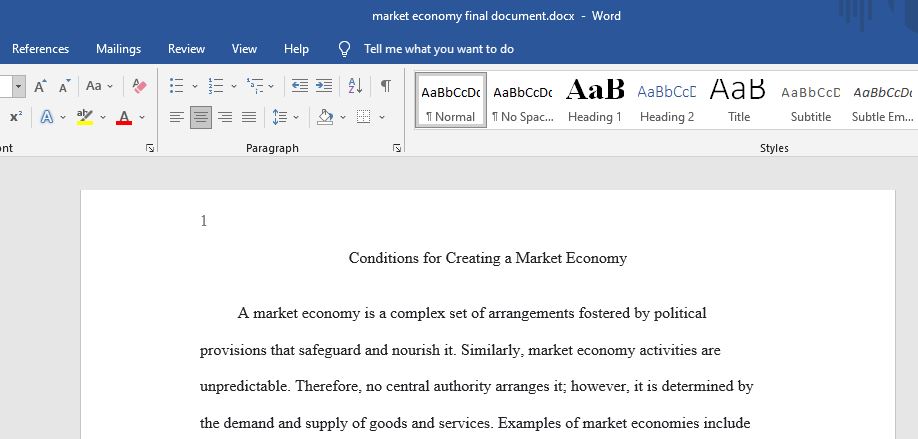 Conditions for Creating a Market Economy