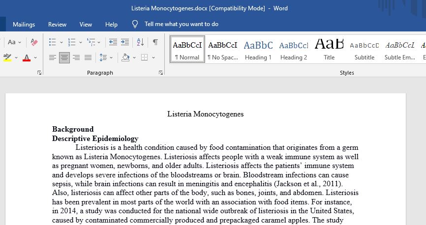 escriptive epidemiology of listeriosis (describe how disease incidence and mortality are distributed by person, place, and time