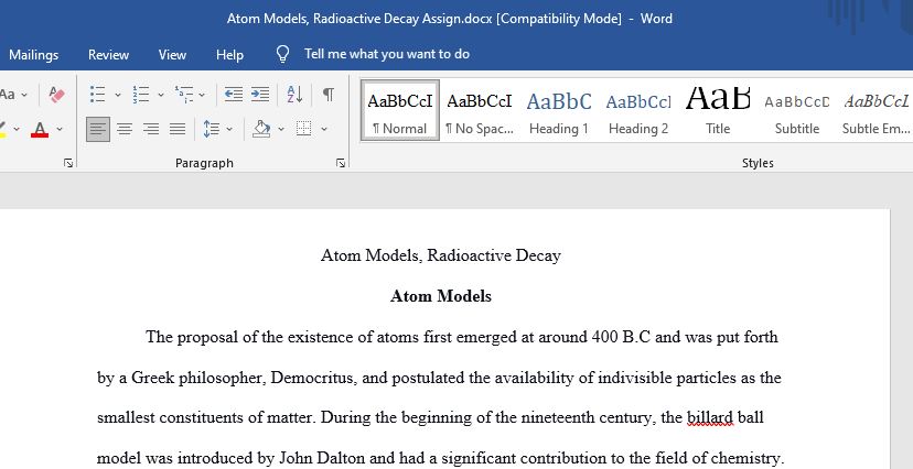 Atom Models, Radioactive Decay