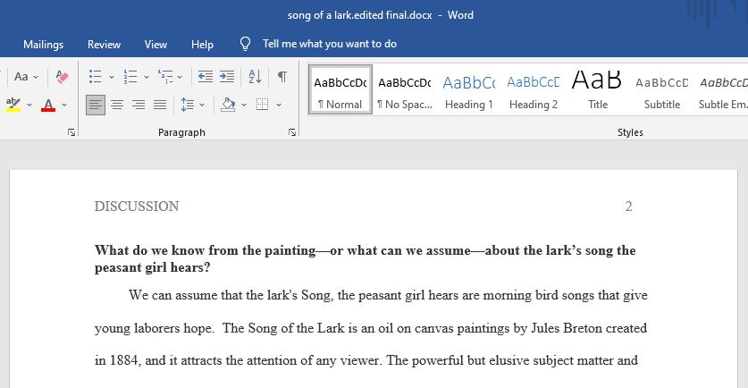 What do we know from the painting—or what can we assume—about the lark’s song the peasant girl hears?