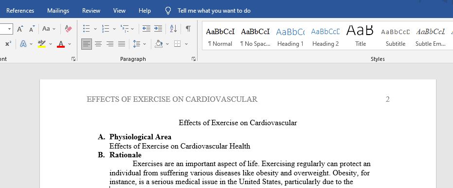 Effects of Exercise on Cardiovascular