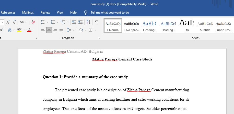 The Case study on Zlatna Panega Cement  and how it  indicates some measures that the company will be taking for older employees.  