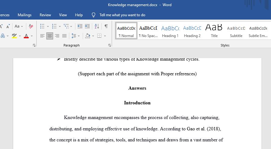 Highlight the role of Knowledge management cycle for the development of organisations in a sustainable way.