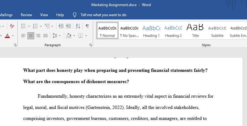 What part does honesty play when preparing and presenting financial statements fairly?