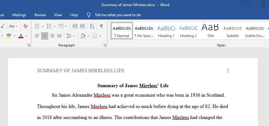  summarize Sir James Alexander Mirrlees life